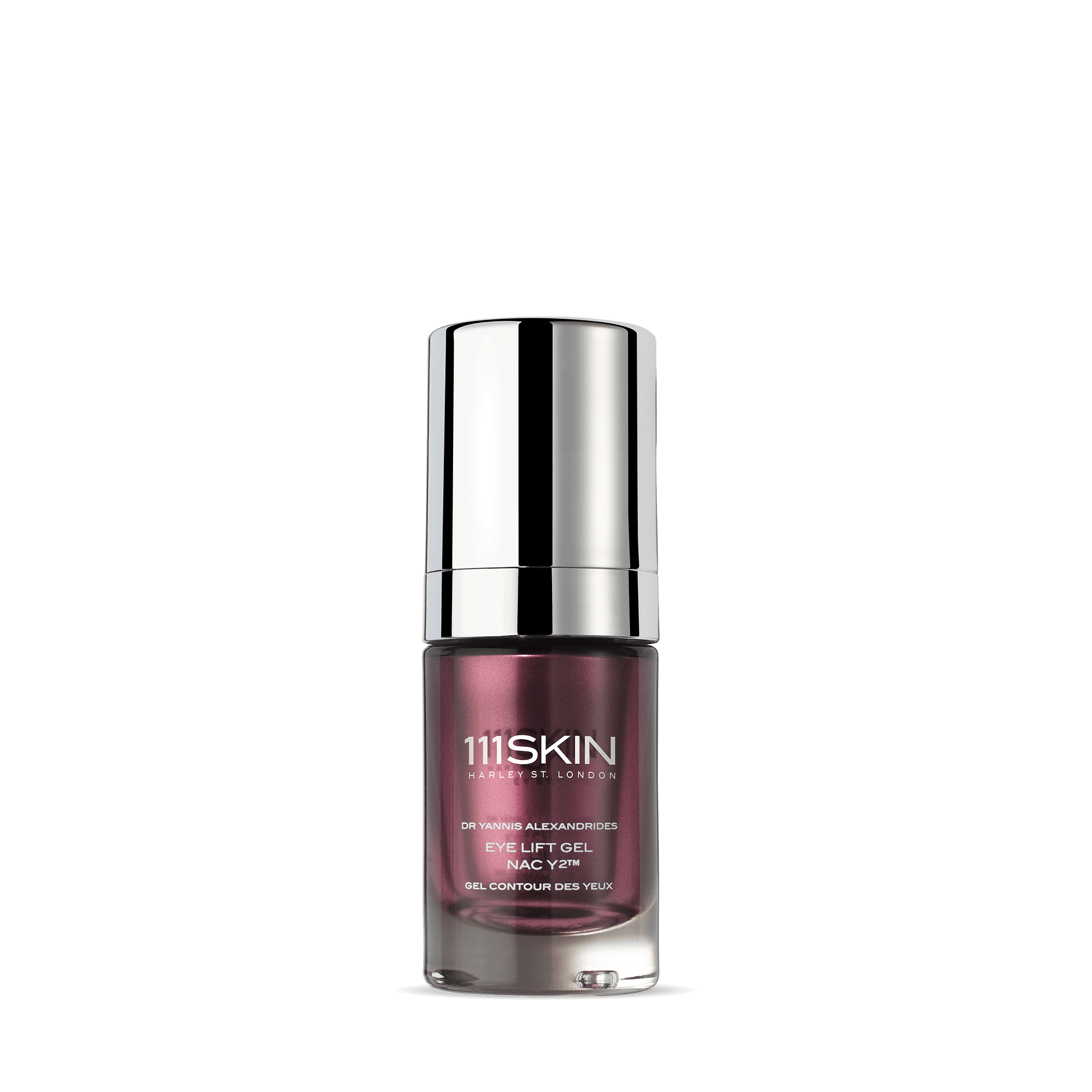 Purple glass bottle of eye cream from 111SKIN