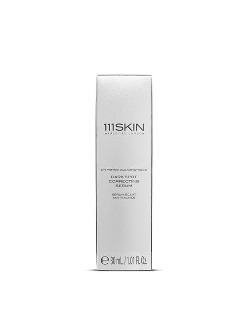 Silver box packaging for 111SKIN Dark Spot Correcting Serum