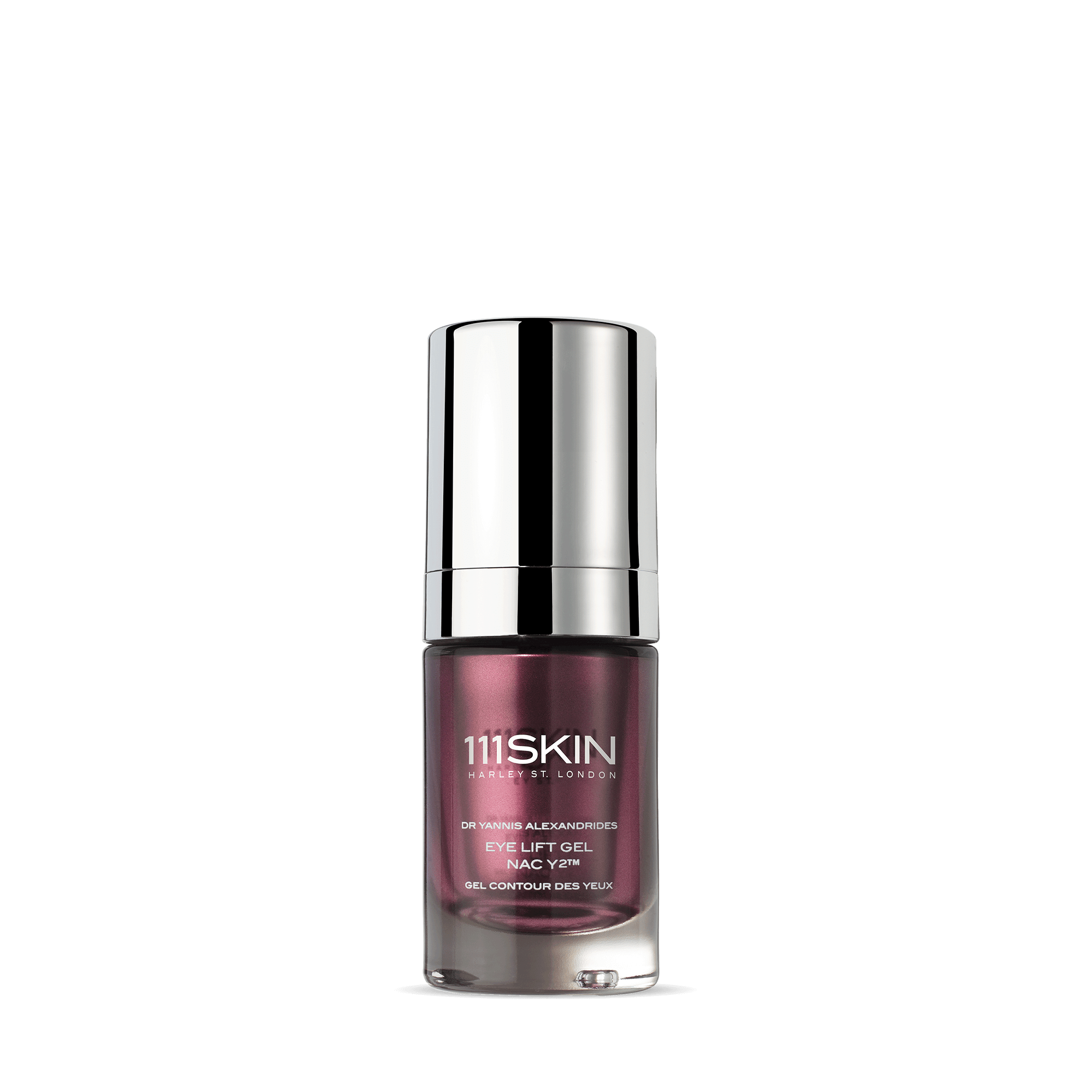 Purple glass bottle of eye cream from 111SKIN